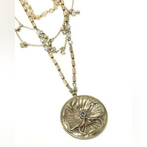 New Free People Layered Charm Necklace Gold